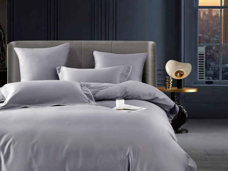 Постельное белье фланелевое из тенсела ASABELLA Элегантность серого 50х70 (2шт) и 70х70 (2шт) евро