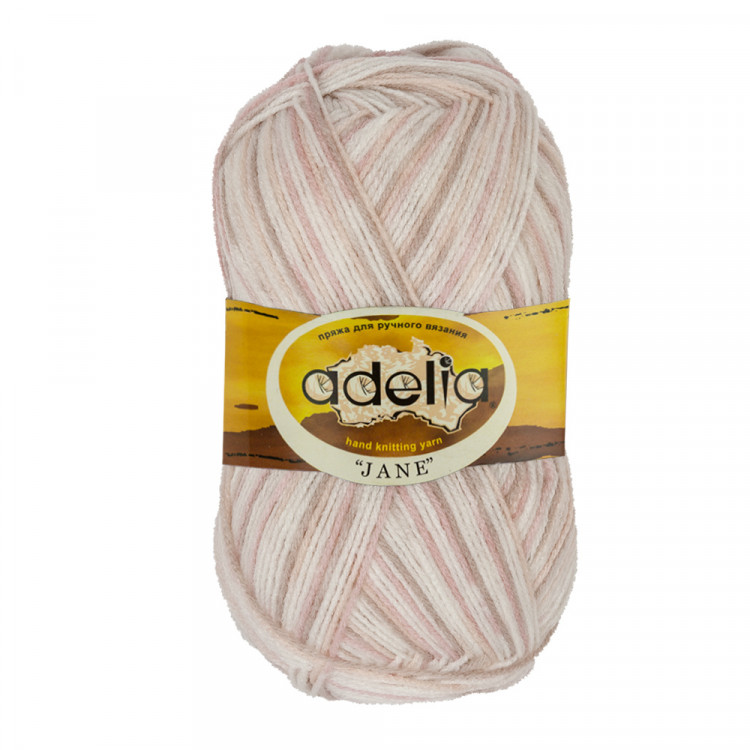 Пряжа ADELIA JANE №07 белая-бежевая-светло-розовая 100% акрил, 10 шт х 50 гр, 227 м +/- 10 м