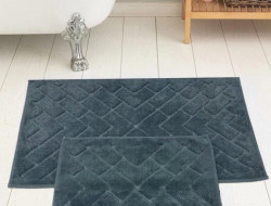 Набор ковриков для ванной хлопковый KARVEN KV422 PARKE темно-серый 50х60 (1шт), 60х100 (1шт)