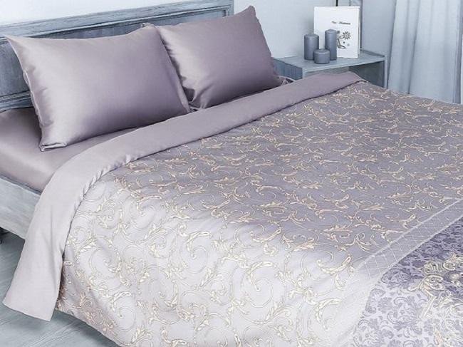 Постельное белье из мако-сатина ЭТЕЛЬ ЖЕМЧУЖНАЯ ДЫМКА евро