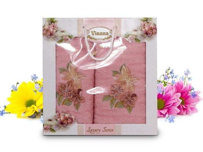 Набор махровых полотенец с вышивкой VIANNA LUXURY SERIES 8041-02 50х90 (1шт) и 70х140 (1шт)