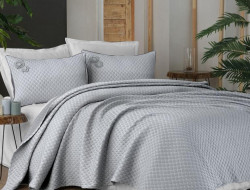 Покрывало тонкое из хлопка SAREV Y862 BELIS V2 GRI 170х230 с наволочкой 50х70