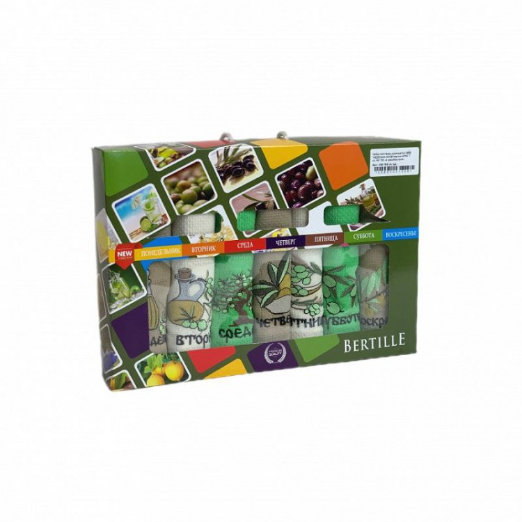 Набор кухонных полотенец вафельных хлопковых NILTEKS HM765 НЕДЕЛЬКА ОЛИВА V4 40х60 (7шт)