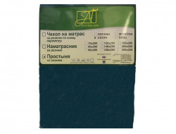 Простыня на резинке из сатина АЛЬВИТЕК ПР-СО-Р-200-МВ морская волна 200х200