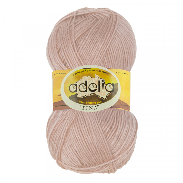 Пряжа ADELIA TINA №081 светло-бежевая 100% акрил, 5 шт х 100 гр, 308 м +/- 10 м