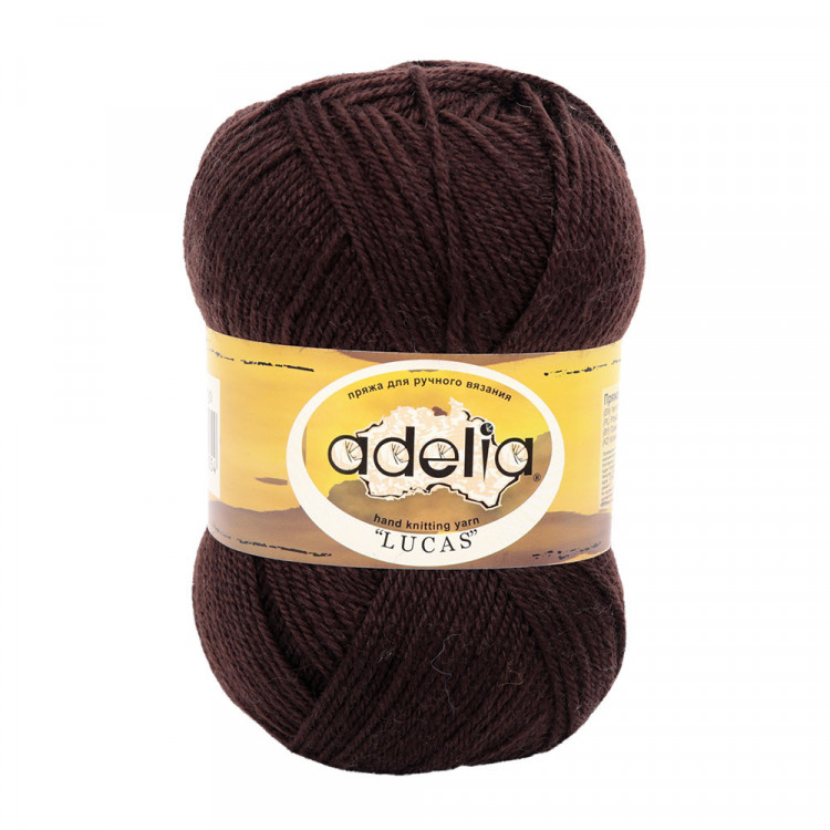 Пряжа ADELIA LUCAS №30 темно-коричневая 70% шерсть, 30% акрил, 5 шт х 100 гр, 218 м +/- 10 м