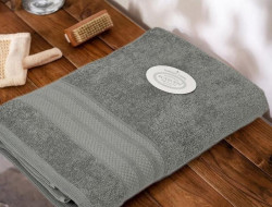 Полотенце махровое хлопковое KARVEN PETEK BORDUR DUZ H5160 LUX COTTON gri 70х140