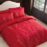 Постельное белье из сатина TAC DELUX ELEGANCE MAUNA красное евро