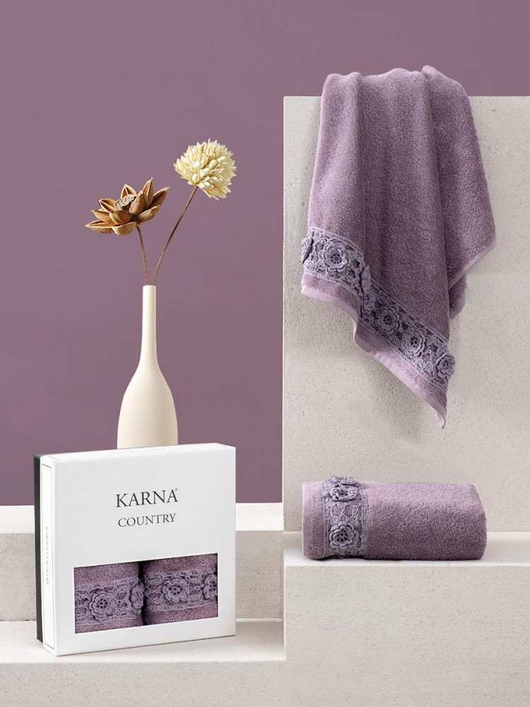 Набор махровых полотенец с вышивкой KARNA COUNTRY V8 50х90 (2шт)