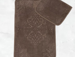 Набор ковриков для ванной хлопковый KARVEN KV423 ALA темно-бежевый 50х60 (1шт), 60х100 (1шт)