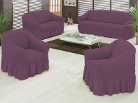 Набор чехлов на трехместный диван и два кресла BULSAN фиолетовый