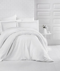 Постельное белье из страйп-сатина KARVEN N026 CIZGILI WHITE 50х70 (2шт), 70х70 (2шт) семейное