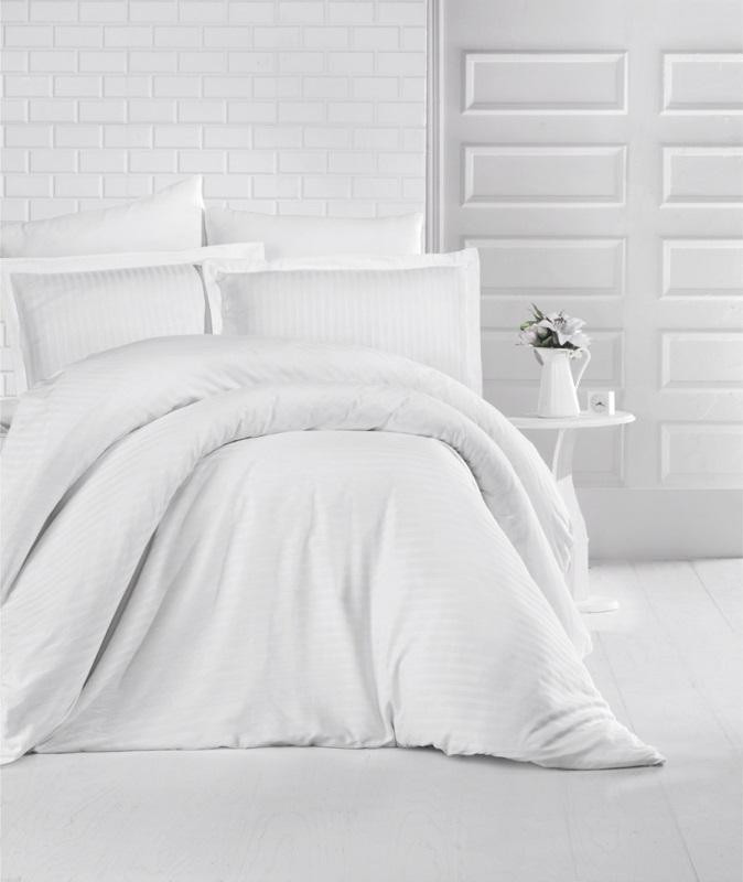 Постельное белье из страйп-сатина KARVEN N026 CIZGILI WHITE 50х70 (2шт), 70х70 (2шт) семейное