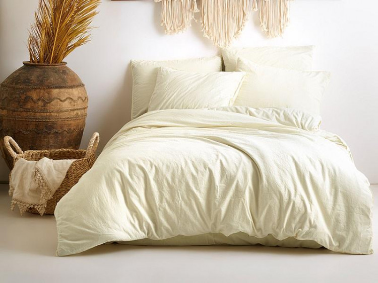 Постельное белье из хлопка KARNA STONEWASH кремовое евро