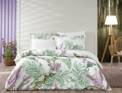 Постельное белье из сатина люкс TAC DELUX PREMUIM DIGITAL VERANO зеленое евро