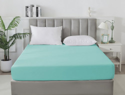 Простыня на резинке сатиновая TANGO Soho нежно-голубая 160х200х30