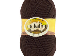 Пряжа ADELIA TINA №102 темно-коричневая 100% акрил, 5 шт х 100 гр, 308 м +/- 10 м