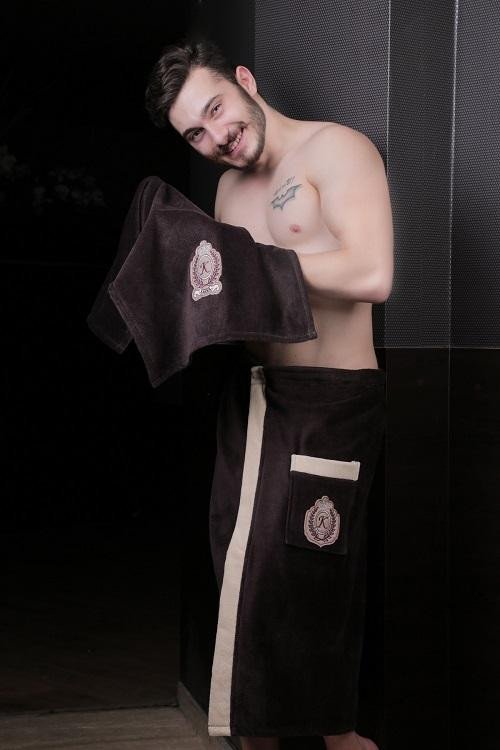 Набор мужской для ванной и сауны велюровый KARNA KORAL коричневый