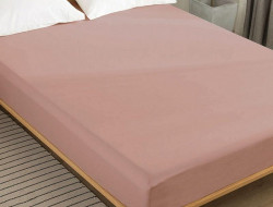 Простыня на резинке из сатина SAILID SL-20-90 бежево-розовая 90х200х25