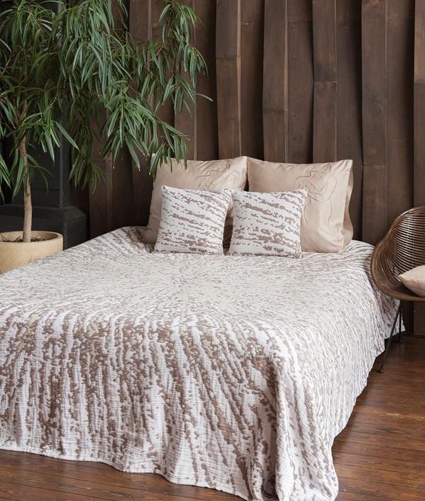 Покрывало хлопковое тонкое LUXBERRY TIRAMISU молочно-кофейное 150х220