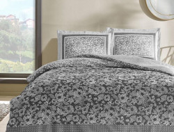 Постельное белье сатиновое TAC HAPPY DAY AMELIA серое евро