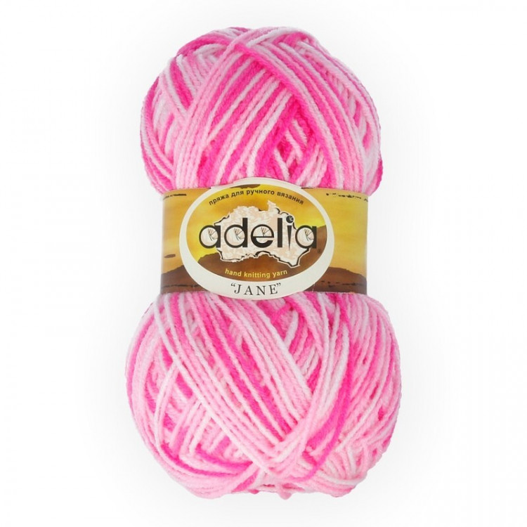 Пряжа ADELIA JANE №11 белая-розовая-ярко-розовая 100% акрил, 10 шт х 50 гр, 227 м +/- 10 м
