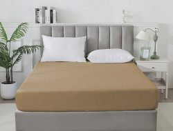 Простыня на резинке сатиновая TANGO Soho бежевая 160х200х30