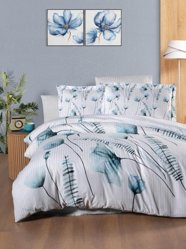 Постельное белье из страйп сатина с цветным принтом KARVEN N249-SB009 50х70 (1шт), 70х70 (1шт) 1,5-спальное