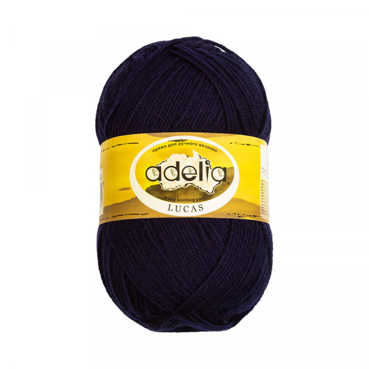 Пряжа ADELIA LUCAS №33 темно-синяя 70% шерсть, 30% акрил, 5 шт х 100 гр, 218 м +/- 10 м