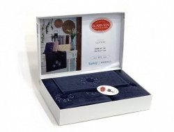 Набор полотенец махровых хлопковых в коробке KARVEN HS1677 KARDELEN V5 синий 30х50 (1шт), 50х90 (1шт), 70х140 (1шт)