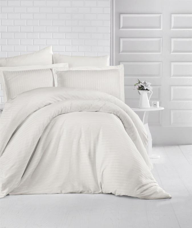 Постельное белье из страйп-сатина KARVEN N020 CIZGILI EKRU 50х70 (1шт), 70х70 (1шт) 1,5-спальное