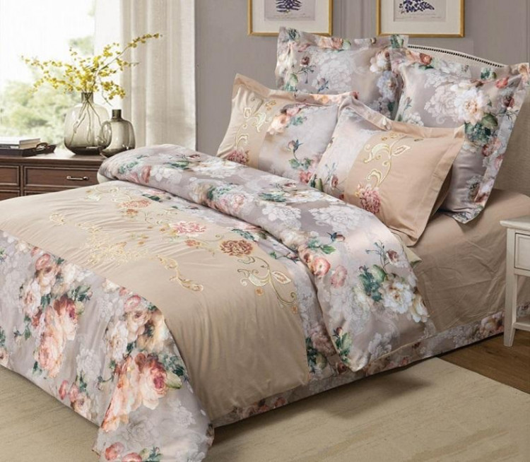 Постельное белье из сатина с вышивкой  SAILID D-216-3 евро