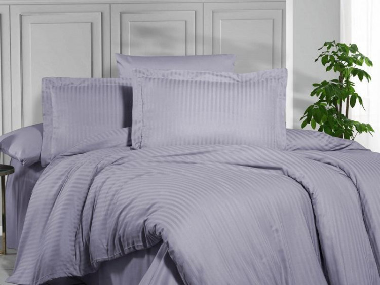 Постельное белье из страйп сатина KARVEN N163-SS-002 LILA сиреневое 50х70 (2шт), 70х70 (2шт) евро