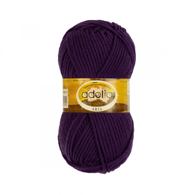 Пряжа ADELIA ARIA №13 темно-фиолетовая 100% акрил, 5 шт х 100 гр, 100 м +/- 5 м