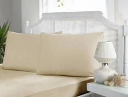 Простыня на резинке из ранфорса KARVEN P902 v8 экрю 100х200х33 с наволочкой 50х70