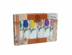Набор кухонных полотенец вафельных хлопковых NILTEKS HM745 ЦВЕТЫ V5 40х60 (6шт)