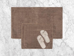 Набор ковриков для ванной хлопковый KARVEN KV424 EKOSE темно-бежевый 50х60 (1шт), 60х100 (1шт)