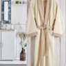 Халат женский махровый контрастный KARNA ADRA кремовый S/M