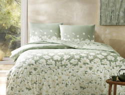 Постельное белье из ранфорса TAC RANFORCE APRIL зеленое 1,5-спальное