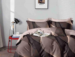 Постельное белье из сатина АЛЬВИТЕК волны коричневое 1,5-спальное