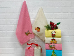 Набор кухонных полотенец LOVIN HOME НОВЫЙ ГОД 30х50 (2шт) розовый-кремовый