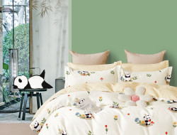 Постельное белье из твил-сатина TANGO панда на полянке 70х70 (2шт) 1,5-спальное