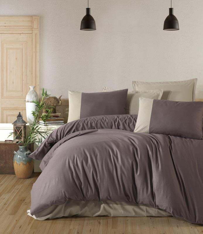 Постельное белье из DELUXE ранфорса KARVEN N0265 PURE V-2 BROWN 50х70 (2шт), 70х70 (2шт) евро