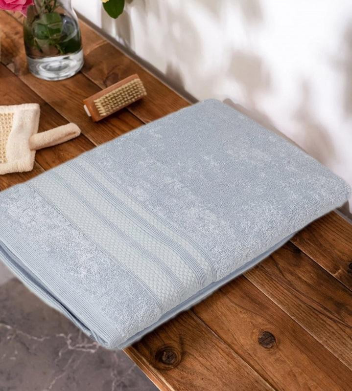 Полотенце махровое хлопковое KARVEN PETEK BORDUR DUZ H5159 LUX COTTON acik mavi 50х90