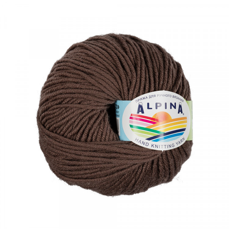 Пряжа ALPINA MARGO №03 темно-коричневая 100% мериносовая шерсть 10 шт х 50 гр, 75 м +/- 4 м