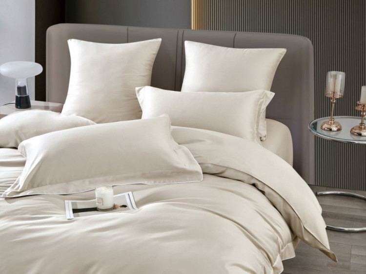 Постельное белье фланелевое из тенсела ASABELLA Взбитые сливки 50х70 (2шт) и 70х70 (2шт) евро