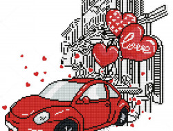 Кристальная (алмазная) мозаика ФРЕЯ ALV-107 Красная машинка