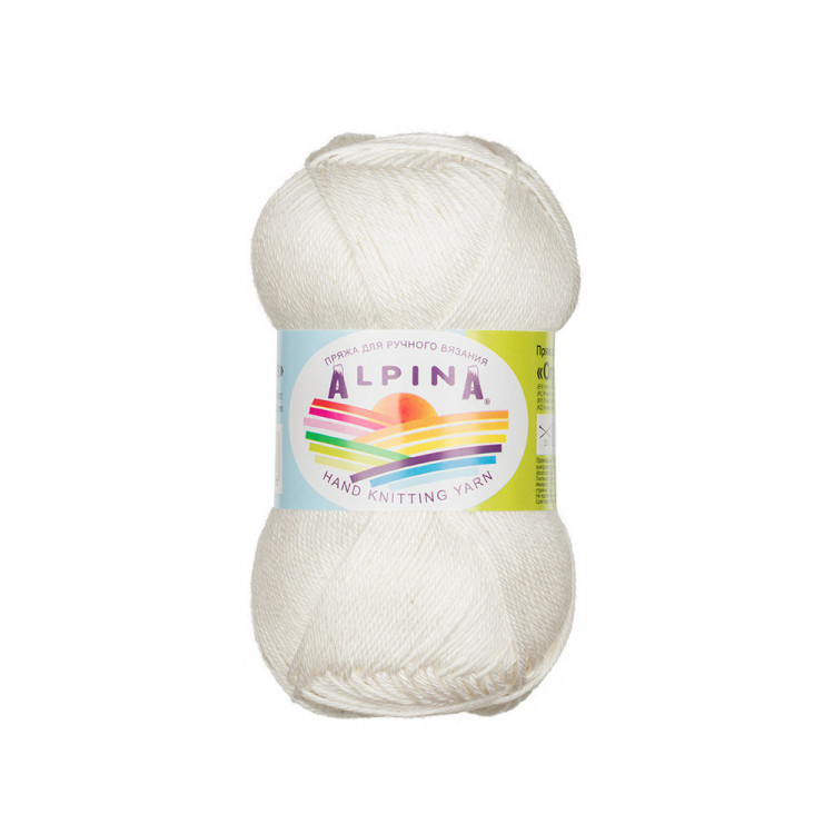 Пряжа ALPINA ORGANICA №01 белая 80% хлопок, 20% лен 10 шт х 50 гр, 170 м +/- 8 м