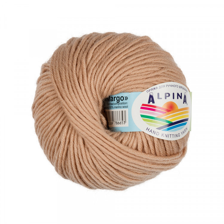 Пряжа ALPINA MARGO №04 бежевая 100% мериносовая шерсть 10 шт х 50 гр, 75 м +/- 4 м