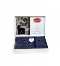 Набор полотенец махровых хлопковых в коробке KARVEN HS1676 KARDELEN V5 синий 50х90 (1шт), 70х140 (1шт)